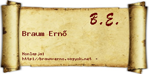 Braum Ernő névjegykártya